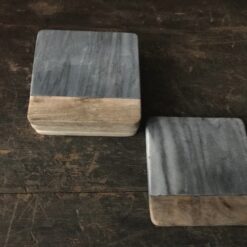 Dassie Makrana Onderzetters Marmer Roze & Mangohout – Set van 4