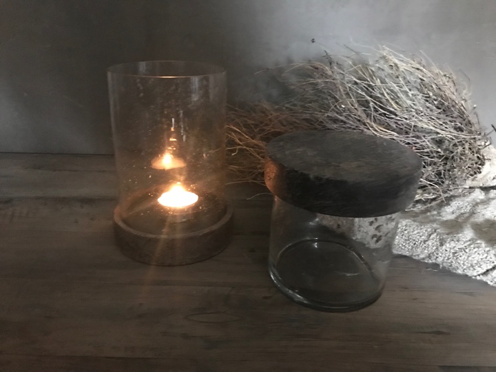 Glazen Windlicht / Pot met deksel