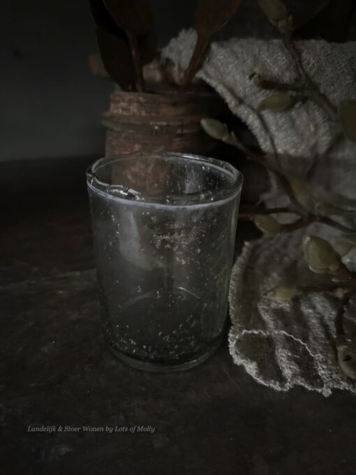 Windlicht Lara cilinder bubbels glas