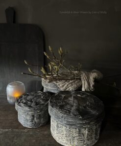 Rattan/leem mand inclusief deksel