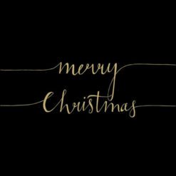 Papieren servet zwart gouden letters Merry Christmas Landelijk Woonaccessoires Stoer Sober