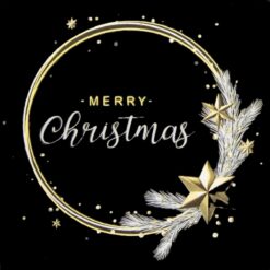 Papieren servet zwart Ring Merry Christmas