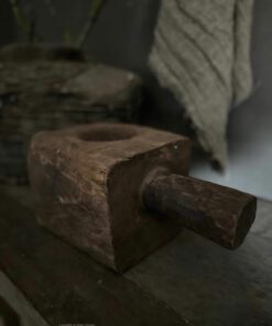 Oud houten Blok kandelaar Landelijke Woonaccessoires