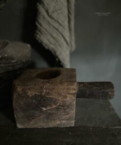 Oud houten Blok kandelaar Landelijke Woonaccessoires