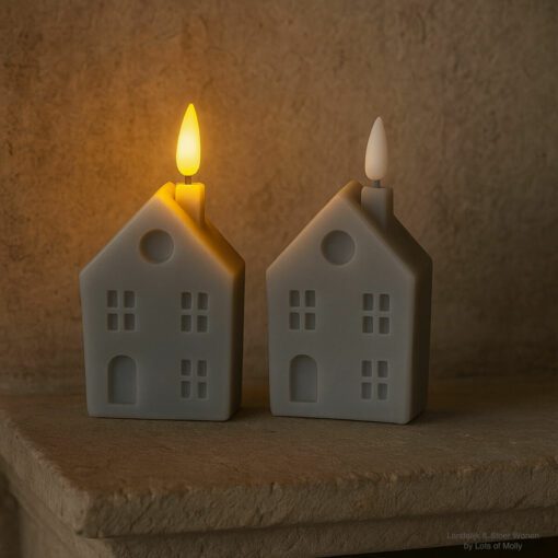 Huisje kaars led grijs 01