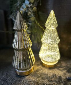 Glazen Kerstboomp Led Goud 01