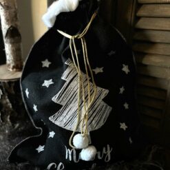 Jute Zak Kerstboom Wit Zwart 01