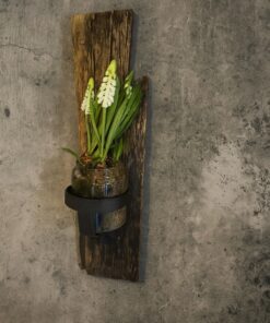 Houten muurkandelaar glazen windlicht 01