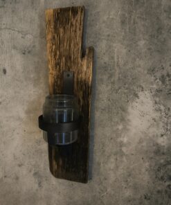 Houten muurkandelaar glazen windlicht 02