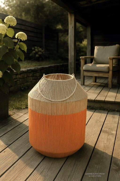 Lantaarn jute naturel oranje 01