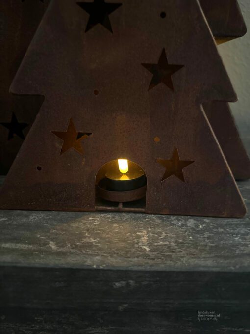 Metaal boom waxinelichtje roest 02