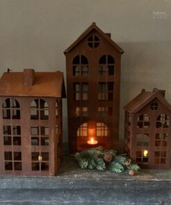 Metaalhuis waxinelichtje roest 1