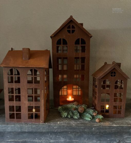 Metaalhuis waxinelichtje roest 1