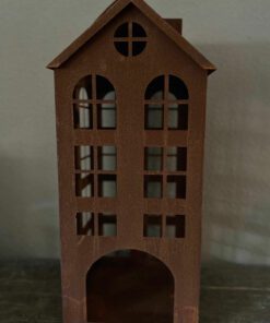 Metaalhuis waxinelichtje roest l 02