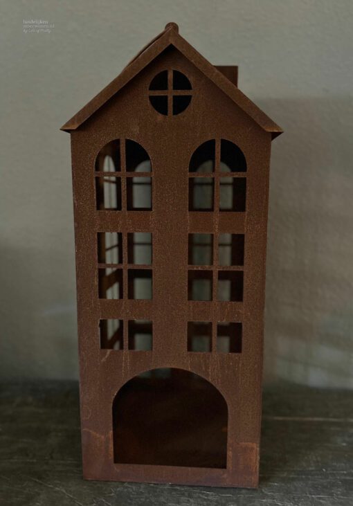Metaalhuis waxinelichtje roest l 02