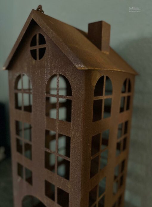 Metaalhuis waxinelichtje roest l 03