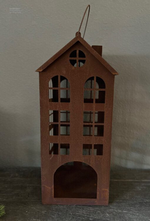 Metaalhuis waxinelichtje roest l 04