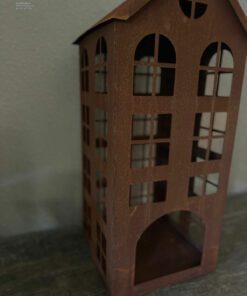 Metaalhuis waxinelichtje roest l 05