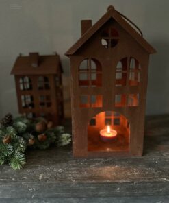 Metaalhuis waxinelichtje roest m 01