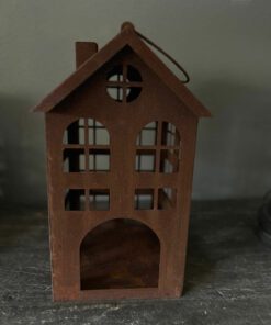 Metaalhuis waxinelichtje roest m 02