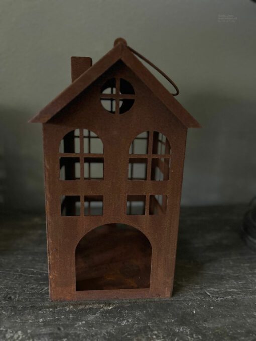 Metaalhuis waxinelichtje roest m 02