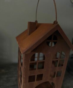 Metaalhuis waxinelichtje roest m 03