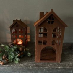 Metaalhuis waxinelichtje roest m 04