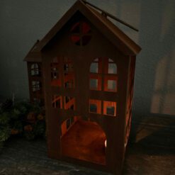 Metaalhuis waxinelichtje roest m 05