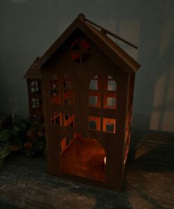 Metaalhuis waxinelichtje roest m 05