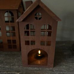 Metaalhuis waxinelichtje roest s 01