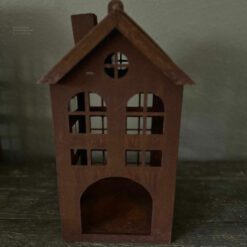 Metaalhuis waxinelichtje roest s 02