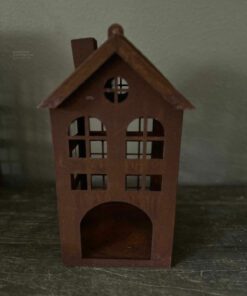 Metaalhuis waxinelichtje roest s 02