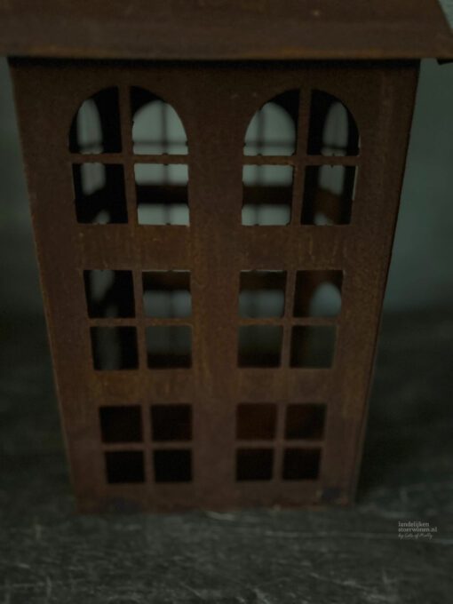 Metaalhuis waxinelichtje roest s 03