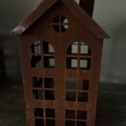 Metaalhuis waxinelichtje roest s 04
