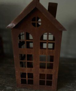 Metaalhuis waxinelichtje roest s 04