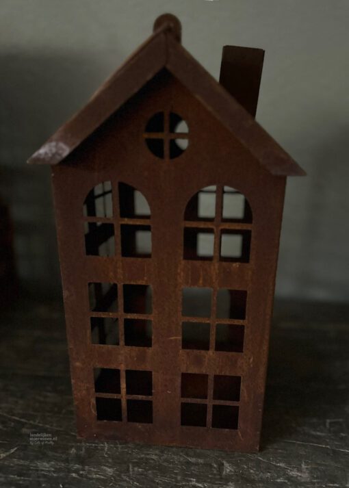 Metaalhuis waxinelichtje roest s 04