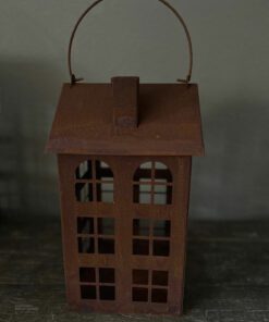 Metaalhuis waxinelichtje roest s 05