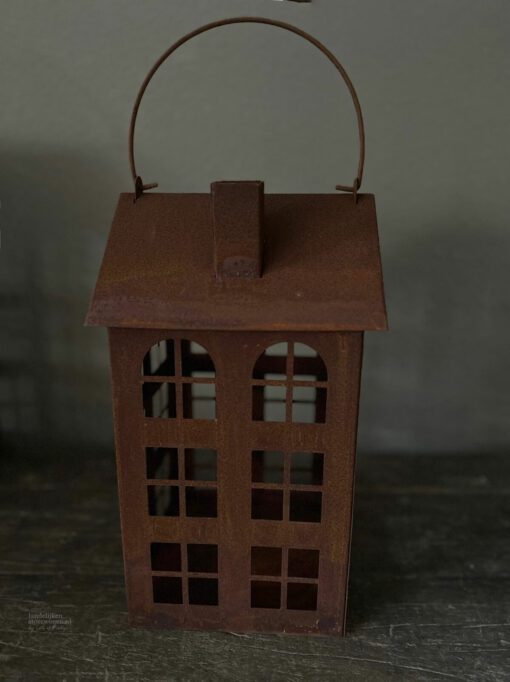 Metaalhuis waxinelichtje roest s 05
