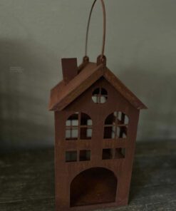 Metaalhuis waxinelichtje roest s 06