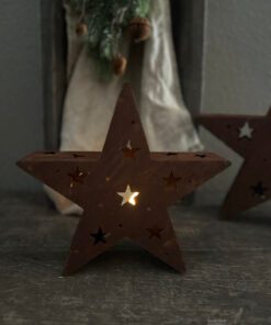 Metalal ster waxinelichtje roest s 01