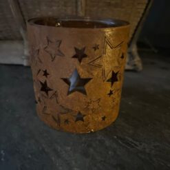 Glazen windlicht roest sterren 03