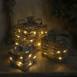 Set 3 led warm wit kerstkado 01