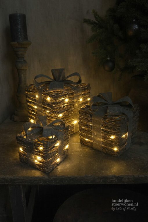 Set 3 led warm wit kerstkado 01