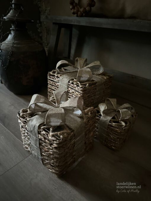 Set 3 led warm wit kerstkado 04