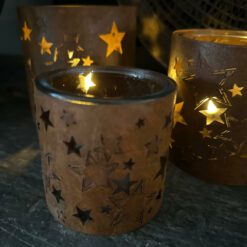 Glazen Windlicht Roest Sterren