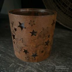 Glazen Windlicht Roest Sterren M