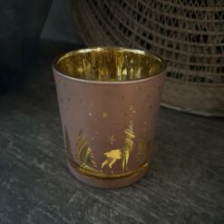 Glazen Windlicht kerstbomen en herten