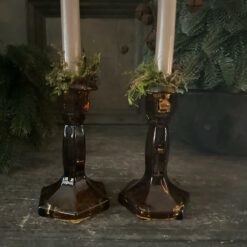 Glazen kandelaar Amber