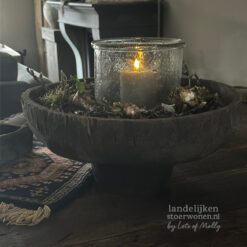 Unieke Houten Schaal op Voet