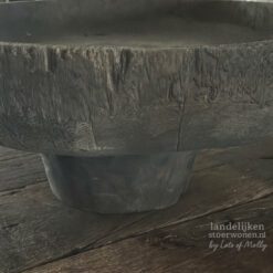 Unieke Houten Schaal op Voet